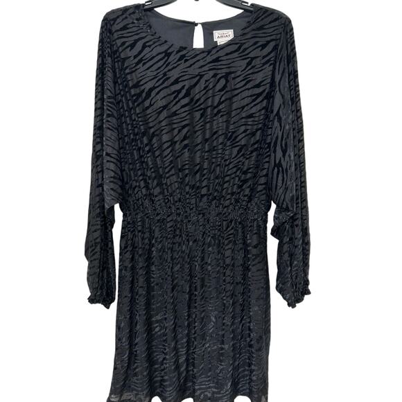 Ariat Black Shadow Mini Dress Velvet Burnout Animal Print Dolman Sleeves New Lrg - Picture 4 of 16